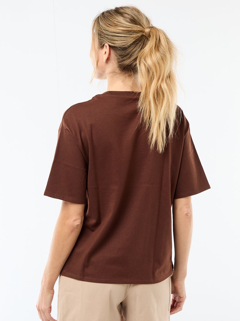 T-shirt oversize com gola redonda Castanho - Kiabi