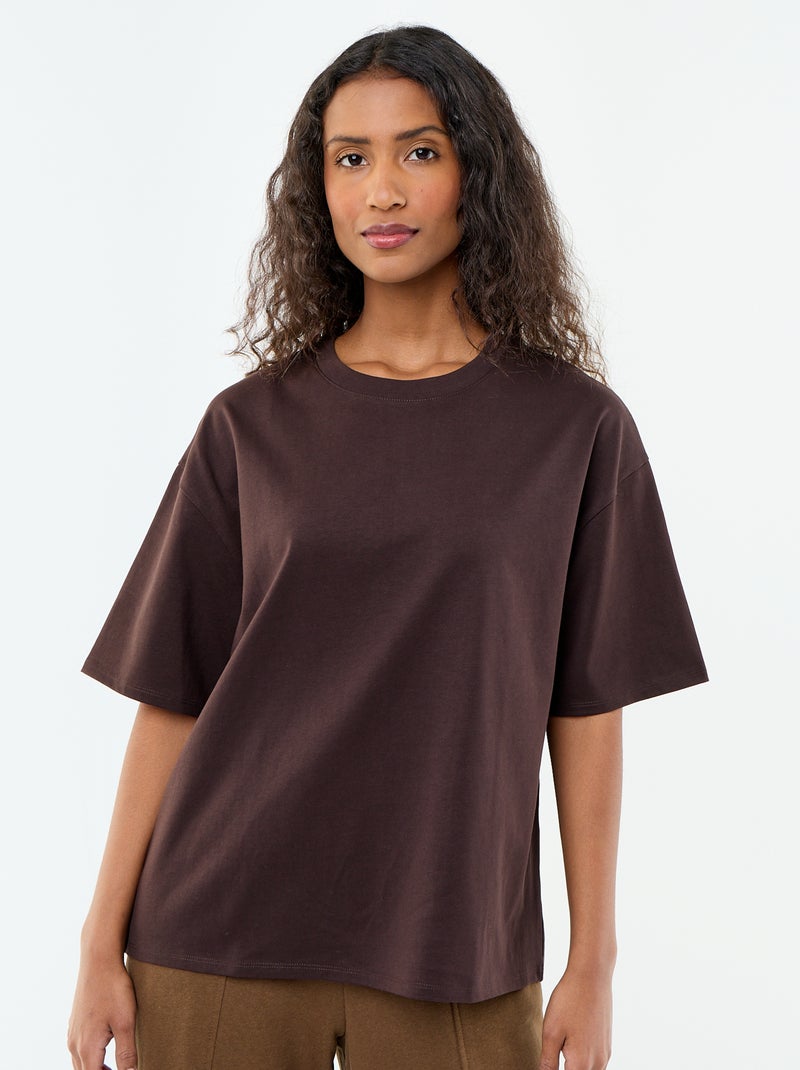 T-shirt oversize com gola redonda Castanho - Kiabi