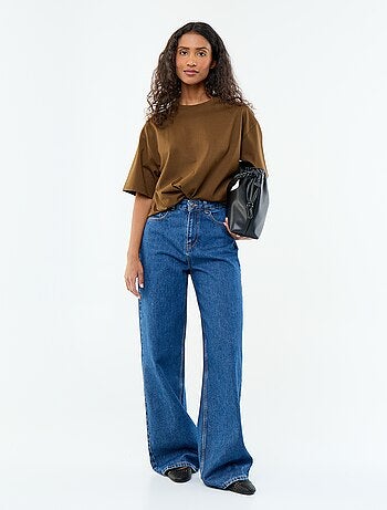 T-shirt oversize com gola redonda