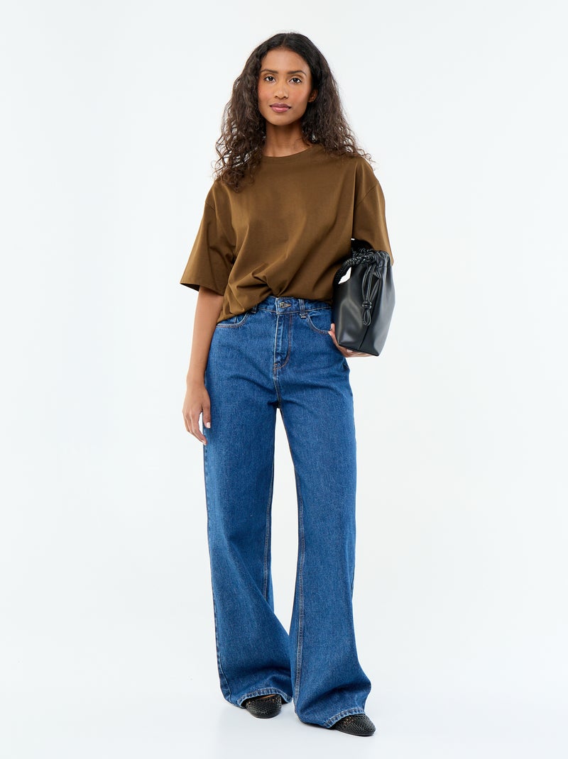 T-shirt oversize com gola redonda Castanho - Kiabi