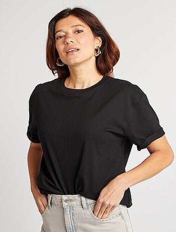 T-shirt oversize com gola redonda