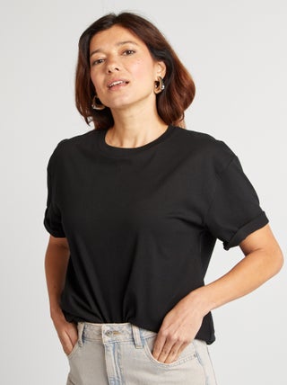 T-shirt oversize com gola redonda