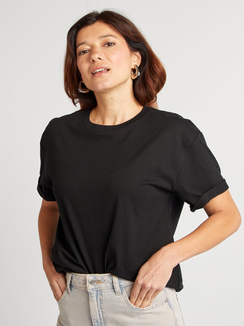 T-shirt oversize com gola redonda Preto - Kiabi
