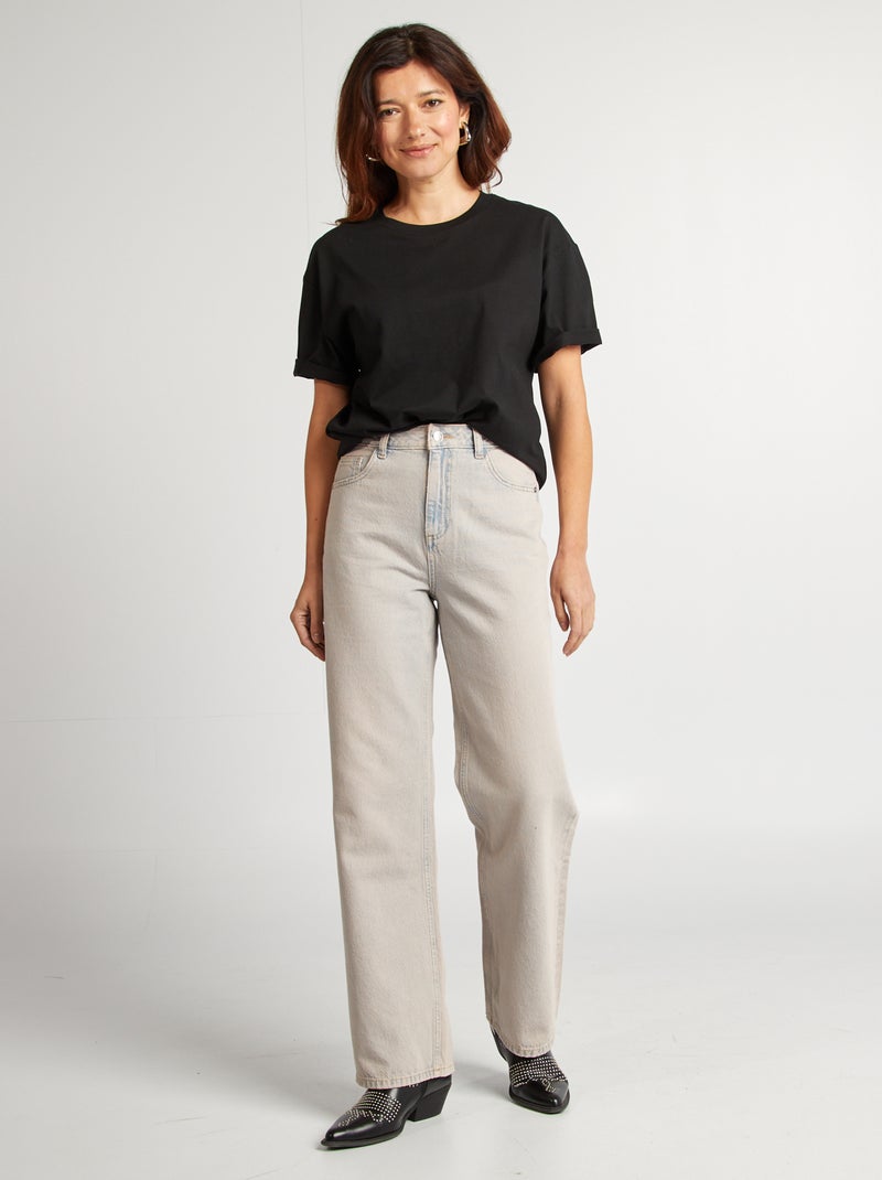 T-shirt oversize com gola redonda Preto - Kiabi