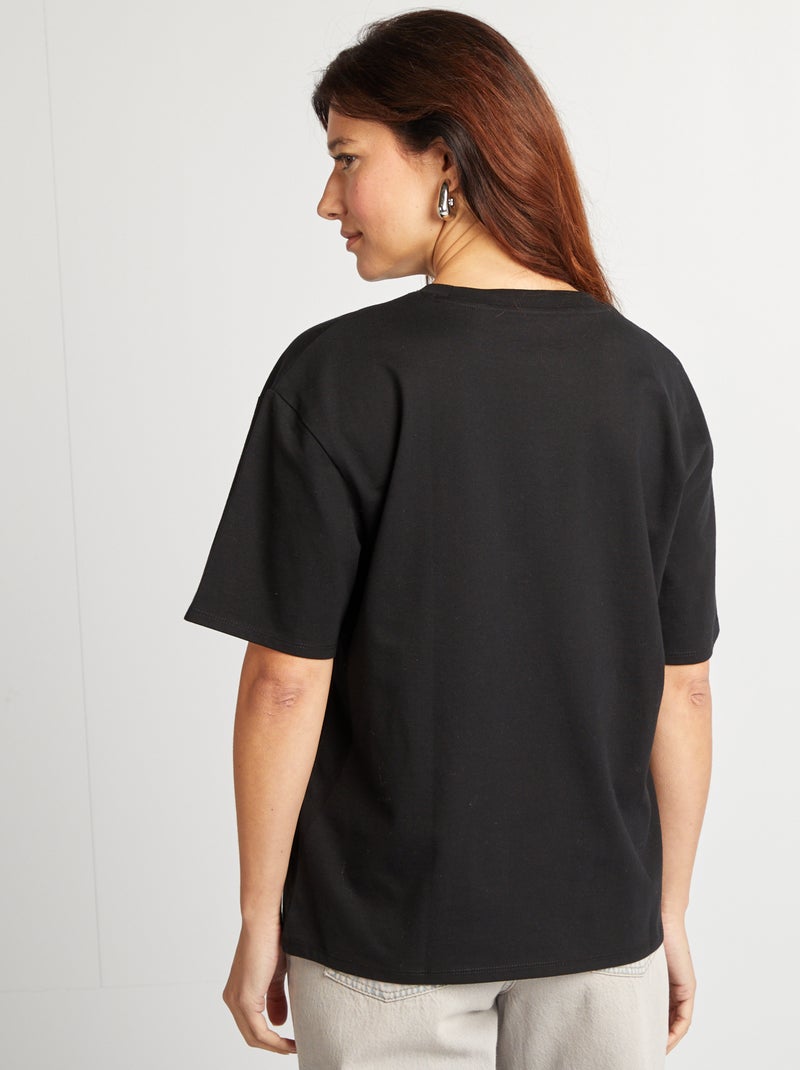 T-shirt oversize com gola redonda Preto - Kiabi