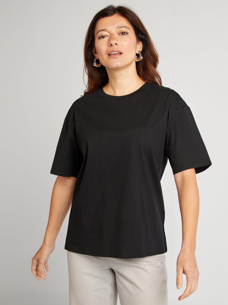 T-shirt oversize com gola redonda Preto - Kiabi
