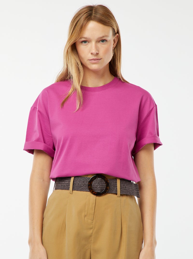 T-shirt oversize com gola redonda Rosa - Kiabi