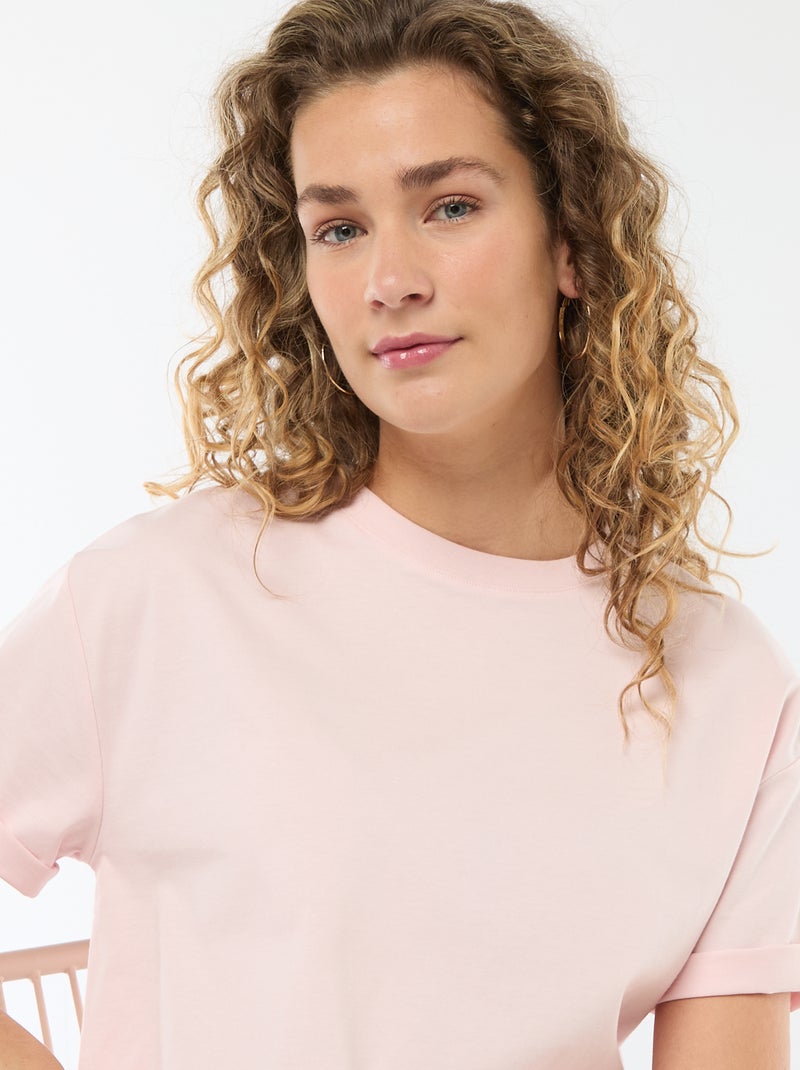 T-shirt oversize com gola redonda Rosa - Kiabi