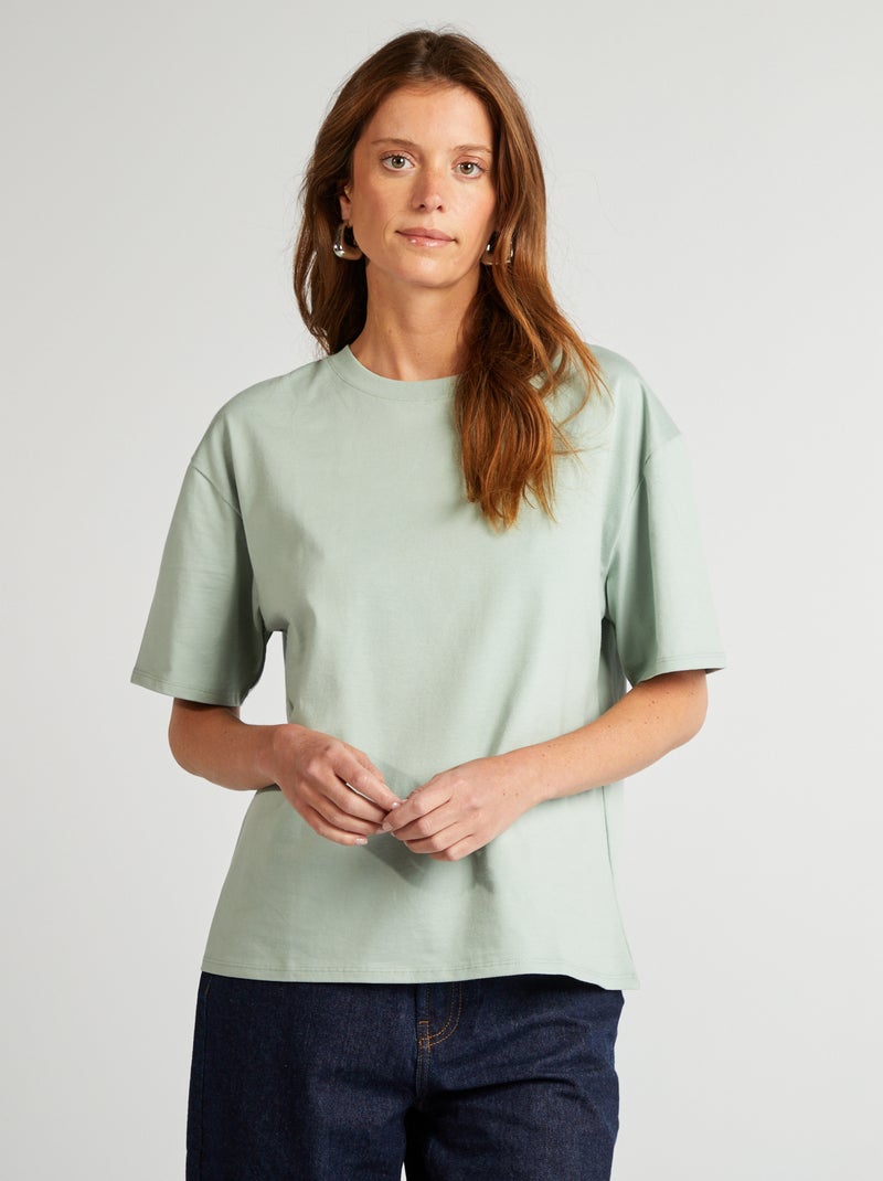 T-shirt oversize com gola redonda VERDE - Kiabi