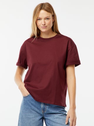 T-shirt oversize com gola redonda