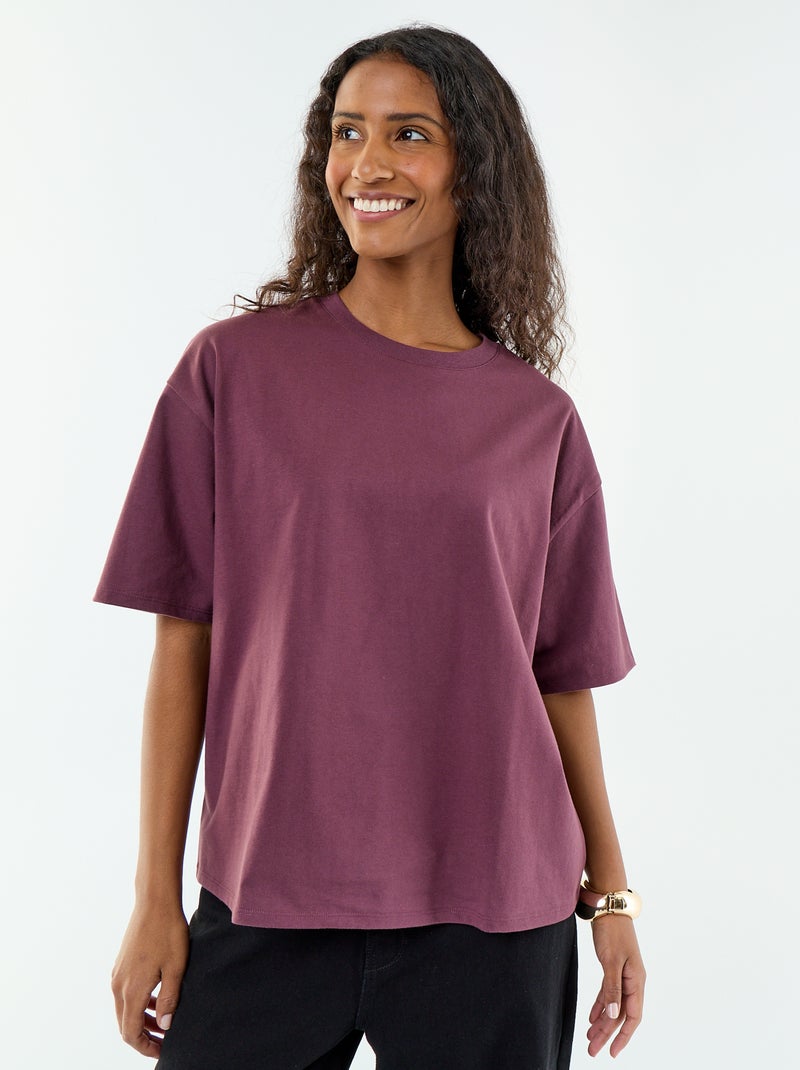 T-shirt oversize com gola redonda Violeta - Kiabi