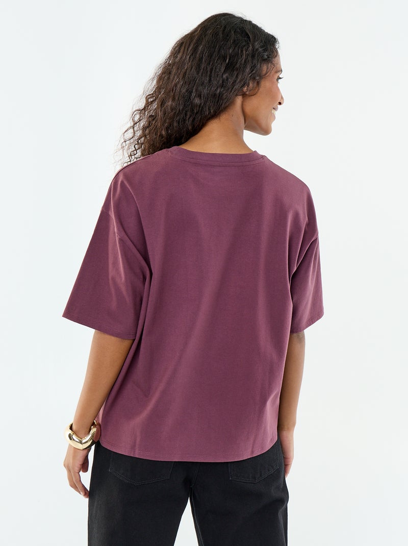 T-shirt oversize com gola redonda Violeta - Kiabi