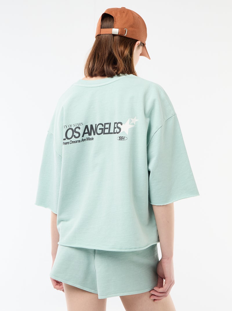 T-shirt oversize com inscrição Azul - Kiabi