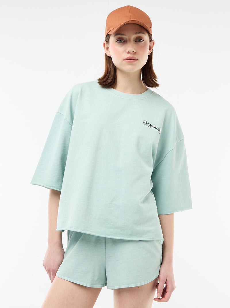 T-shirt oversize com inscrição Azul - Kiabi