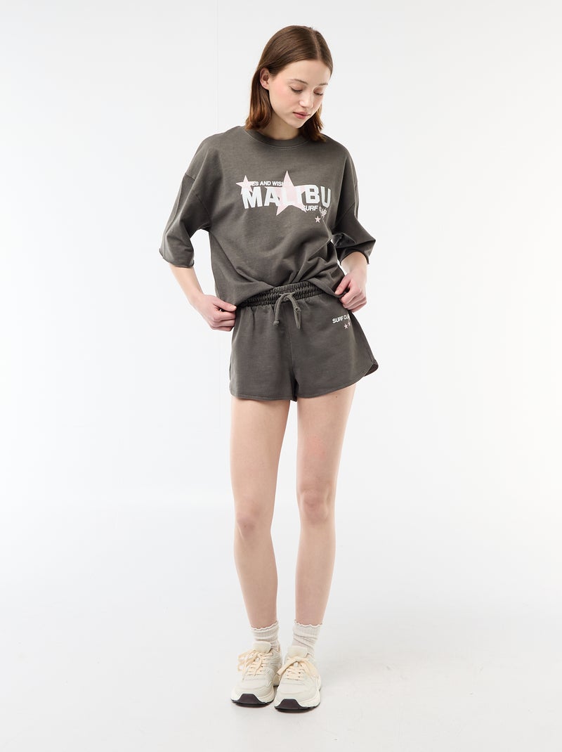 T-shirt oversize com inscrição Cinza - Kiabi