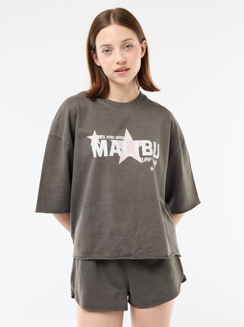 T-shirt oversize com inscrição Cinza - Kiabi