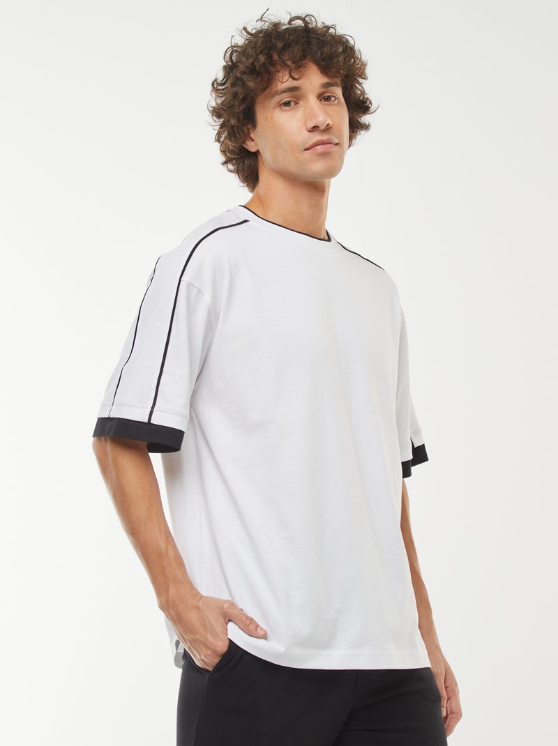 T-shirt oversize com linha Branco - Kiabi