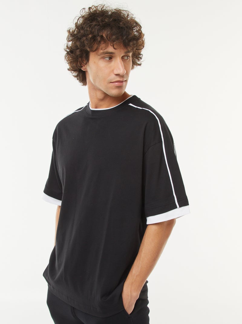 T-shirt oversize com linha Preto - Kiabi