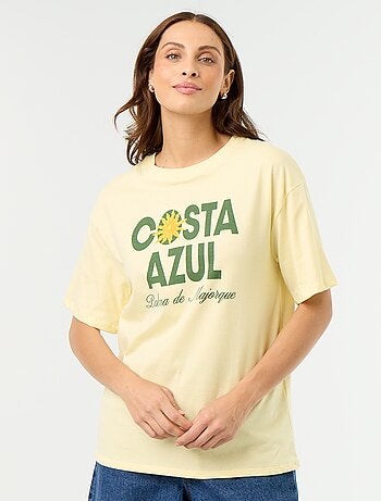 T-shirt oversize com mensagem
