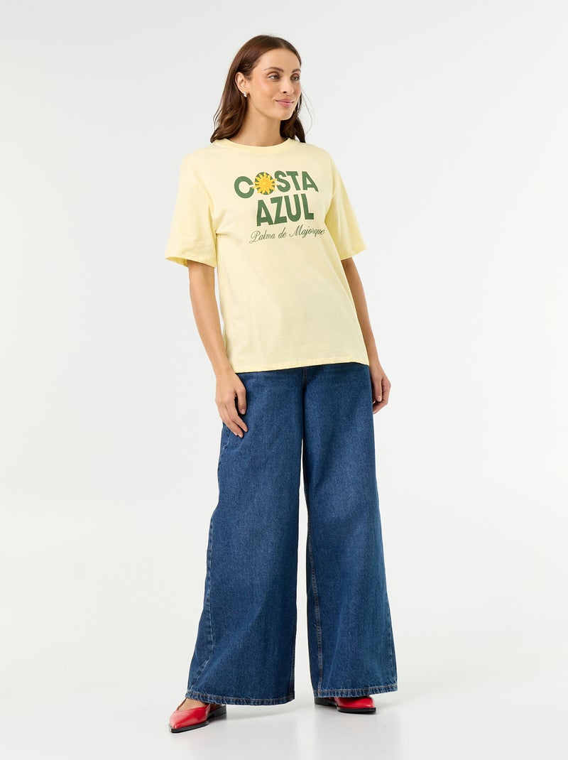 T-shirt oversize com mensagem Amarelo - Kiabi