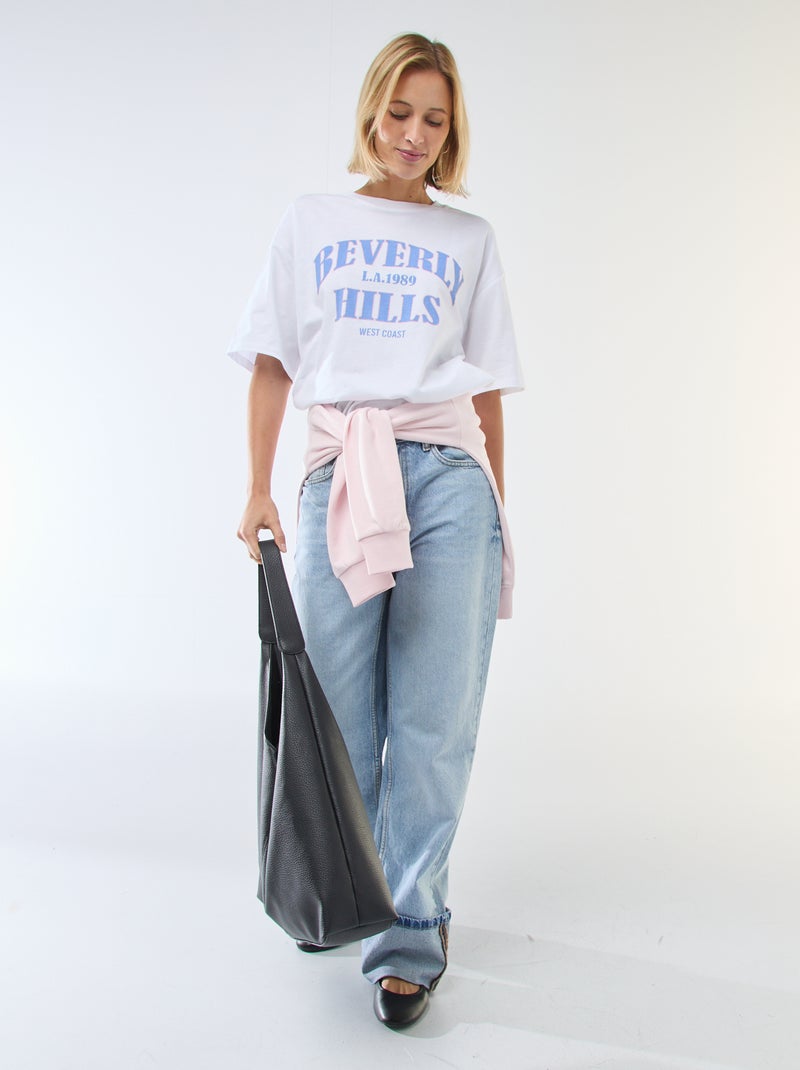 T-shirt oversize com mensagem Azul - Kiabi