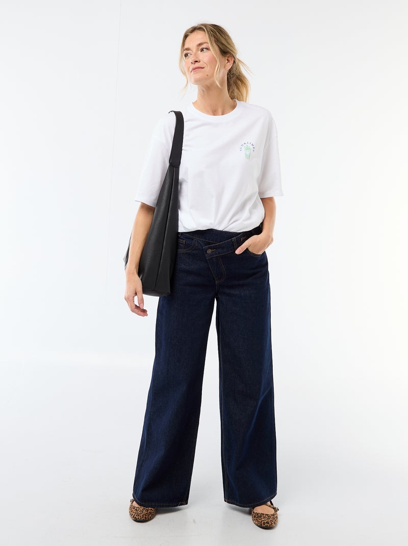 T-shirt oversize com mensagem Branco - Kiabi