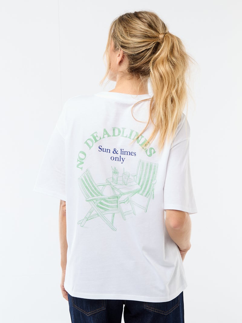 T-shirt oversize com mensagem Branco - Kiabi