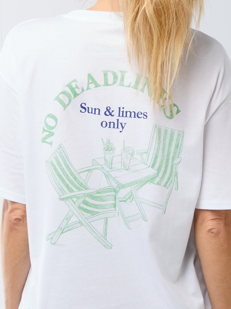 T-shirt oversize com mensagem Branco - Kiabi