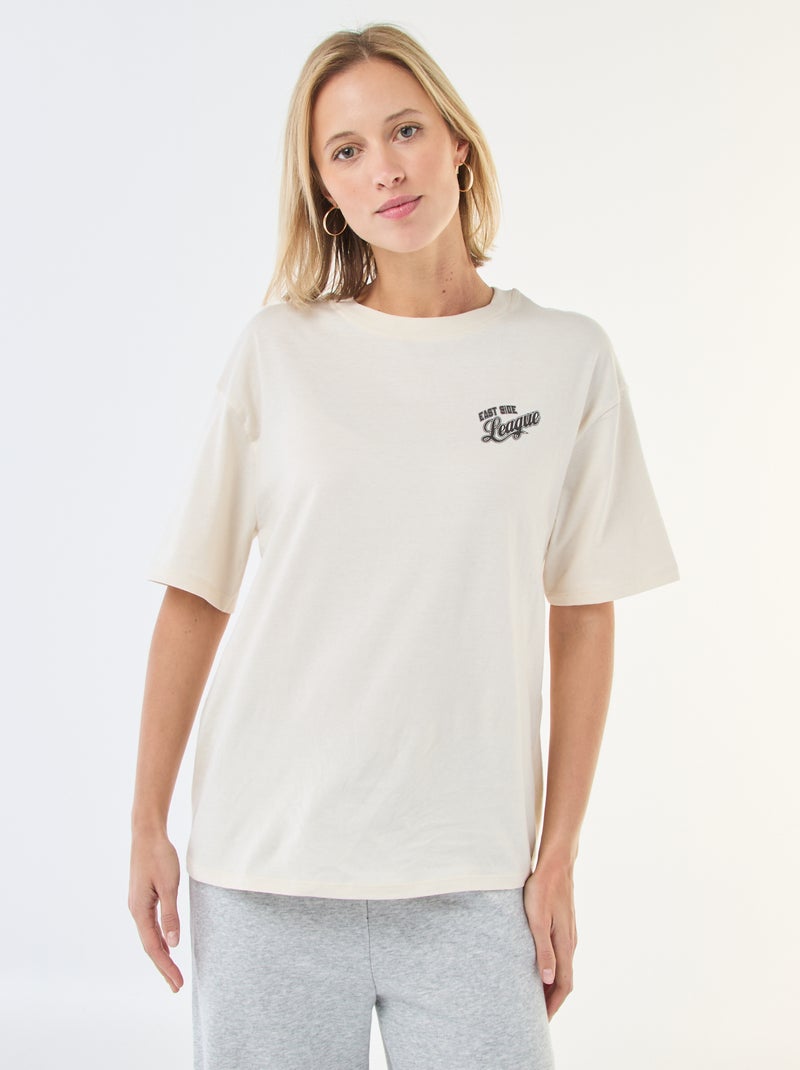 T-shirt oversize com mensagem Branco - Kiabi