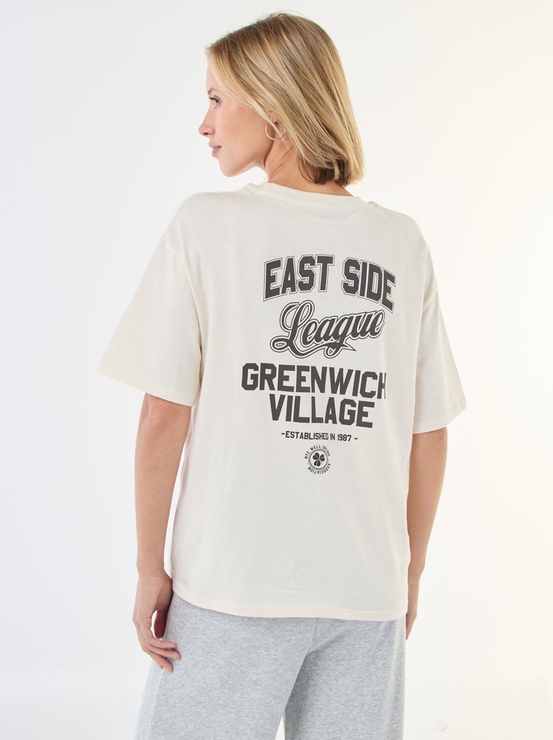 T-shirt oversize com mensagem Branco - Kiabi