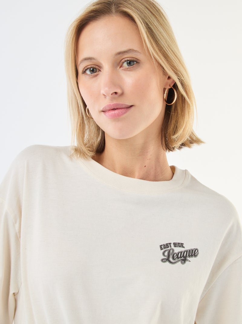 T-shirt oversize com mensagem Branco - Kiabi
