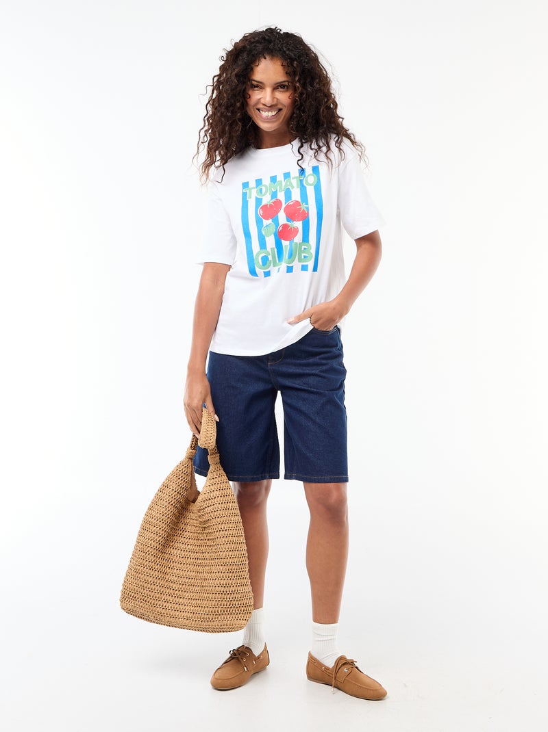 T-shirt oversize com mensagem Branco - Kiabi