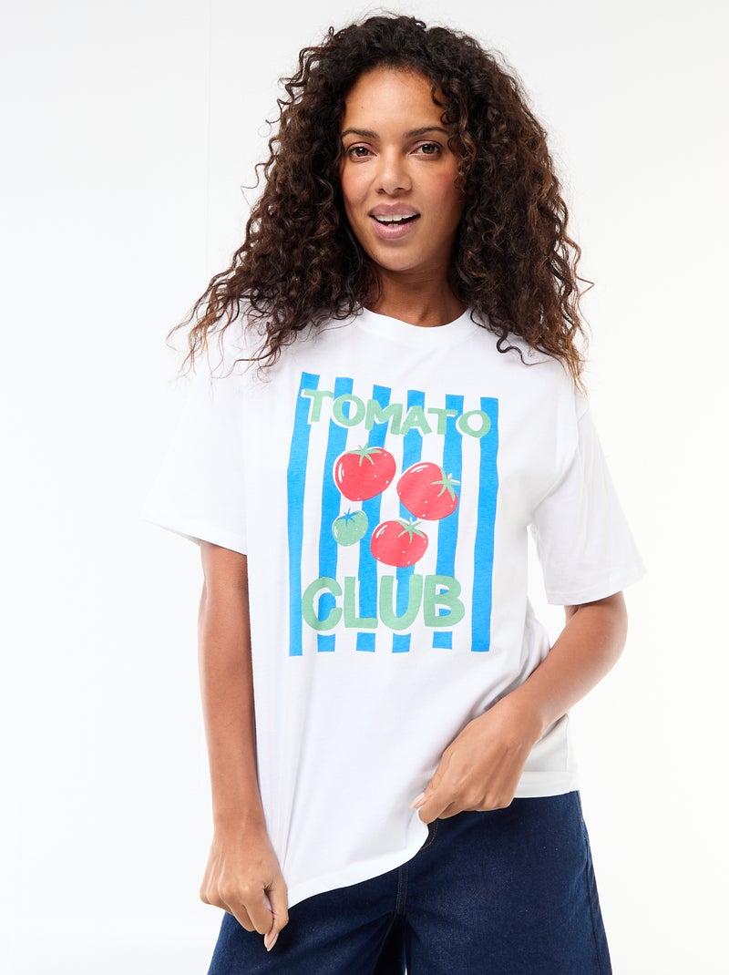 T-shirt oversize com mensagem Branco - Kiabi