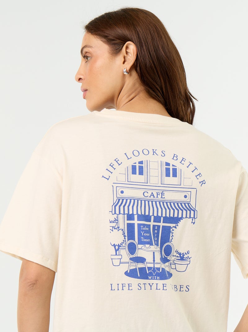 T-shirt oversize com mensagem Branco - Kiabi