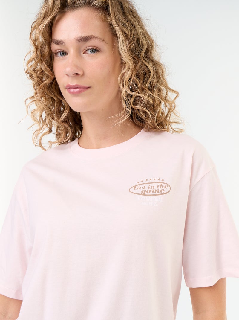 T-shirt oversize com mensagem Rosa - Kiabi