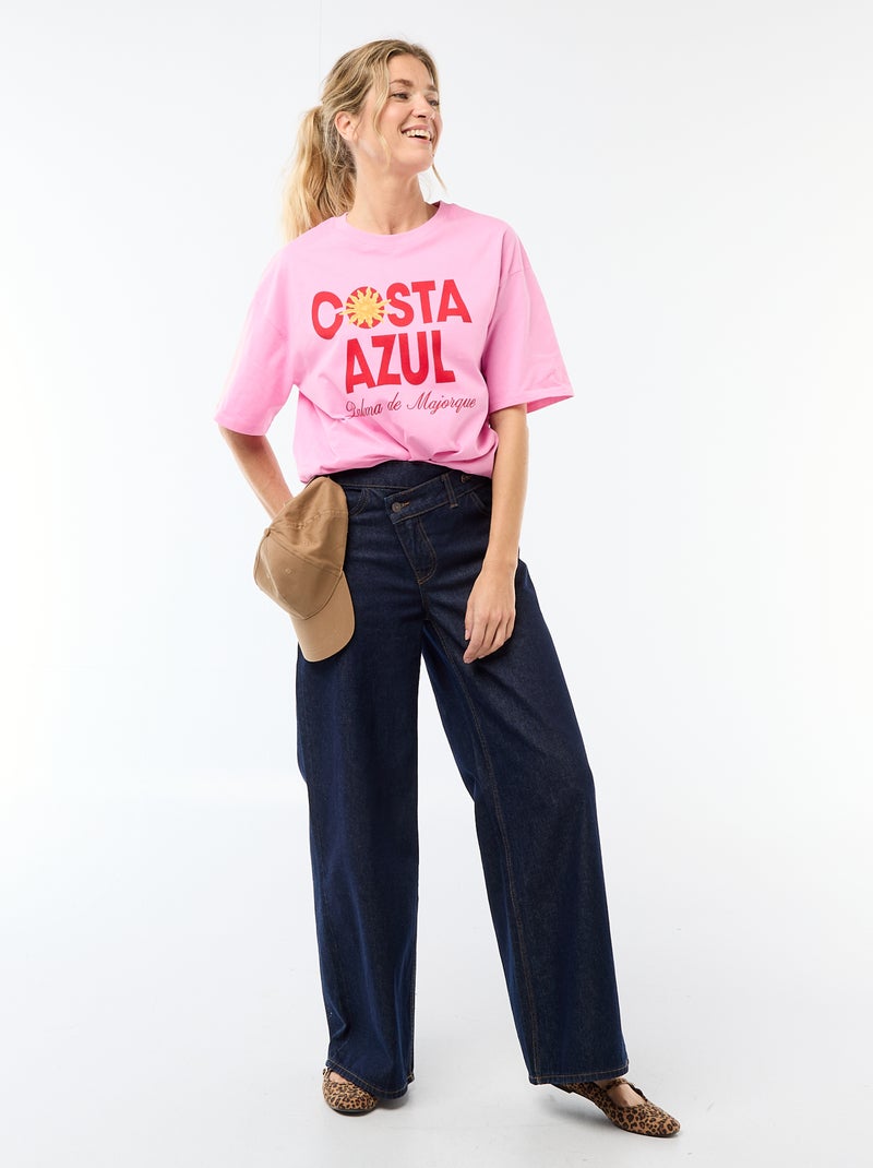 T-shirt oversize com mensagem Rosa - Kiabi