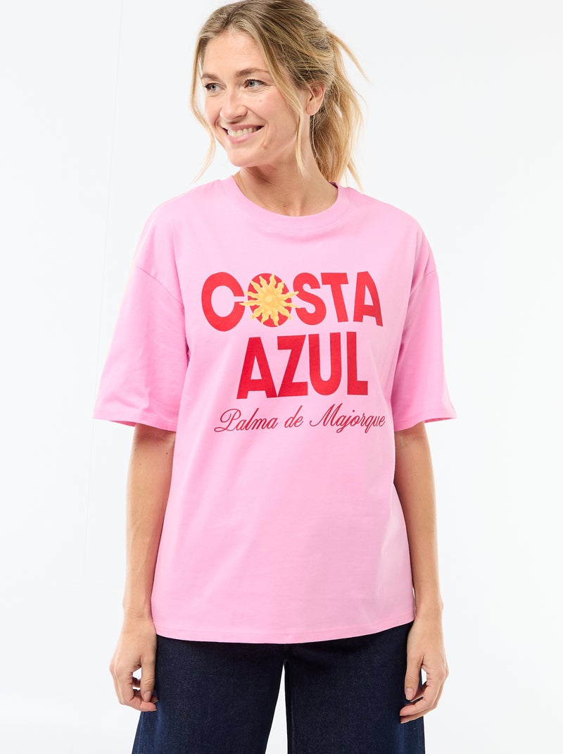 T-shirt oversize com mensagem Rosa - Kiabi
