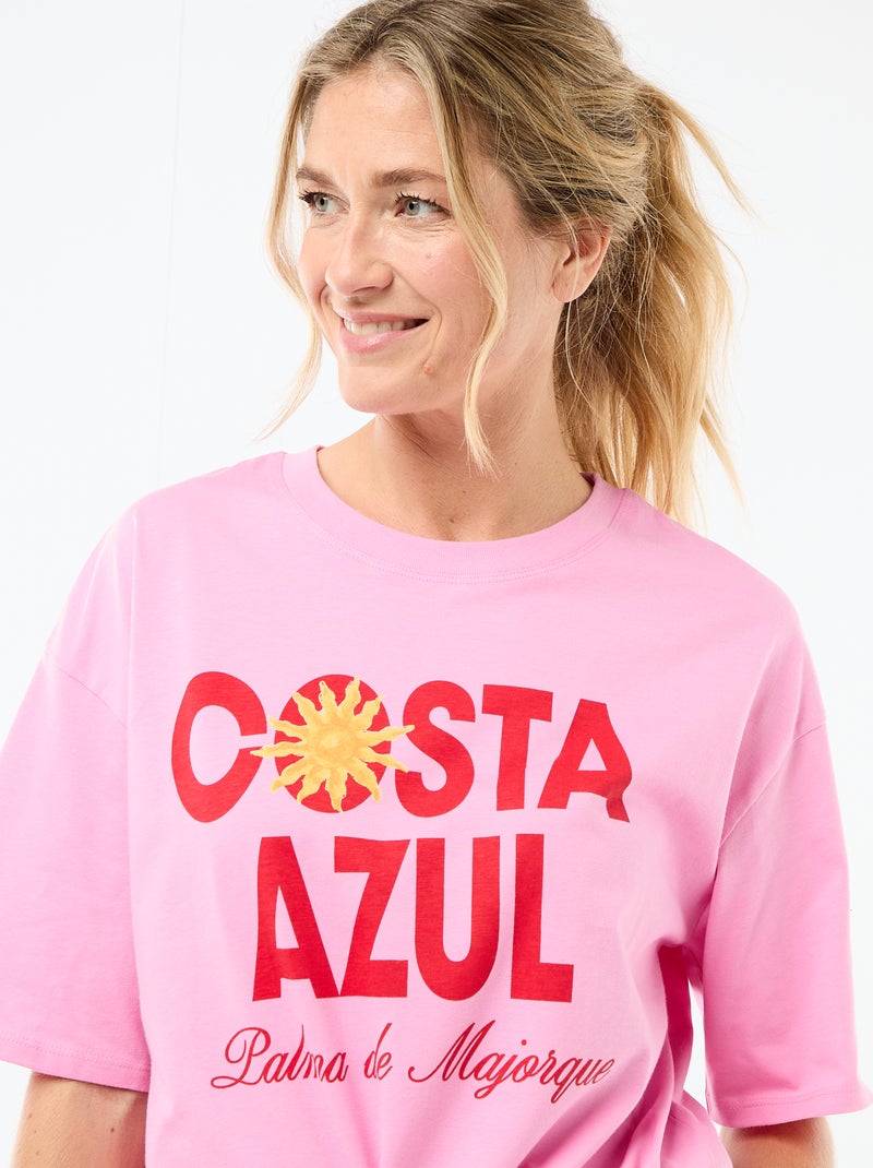 T-shirt oversize com mensagem Rosa - Kiabi