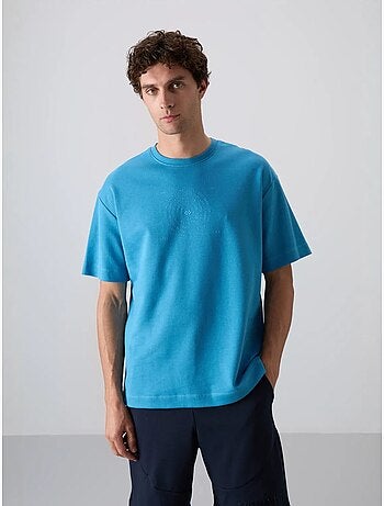 T-shirt oversize de gola redonda em mistura de algodão tommy