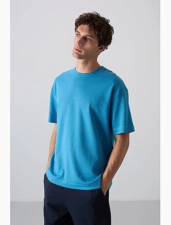 T-shirt oversize de gola redonda em mistura de algodão tommy