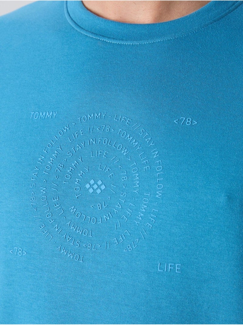 T-shirt oversize de gola redonda em mistura de algodão tommy Azul - Kiabi