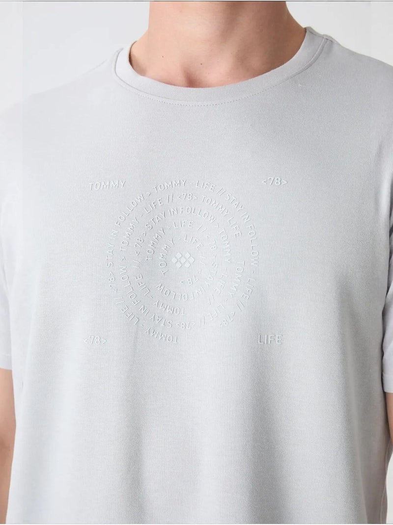 T-shirt oversize de gola redonda em mistura de algodão tommy Cinza claro - Kiabi