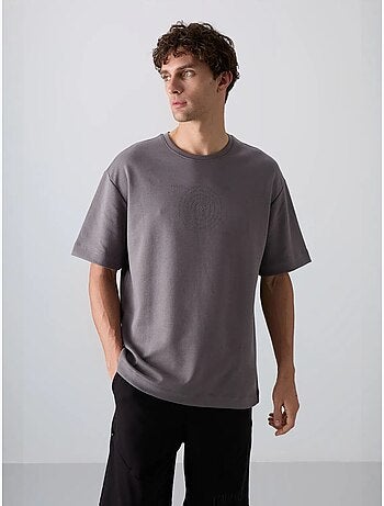 T-shirt oversize de gola redonda em mistura de algodão tommy