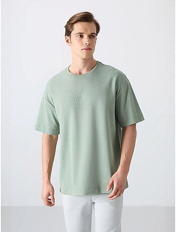 T-shirt oversize de gola redonda em mistura de algodão tommy