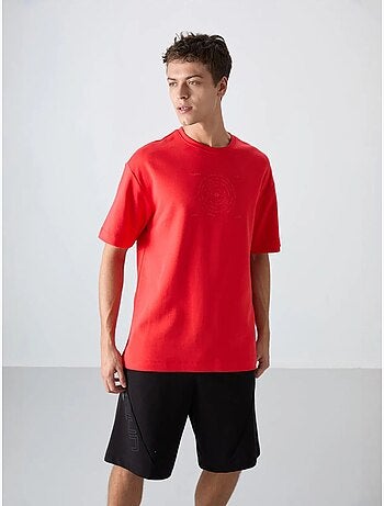 T-shirt oversize de gola redonda em mistura de algodão tommy