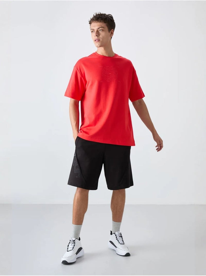 T-shirt oversize de gola redonda em mistura de algodão tommy Vermelho - Kiabi