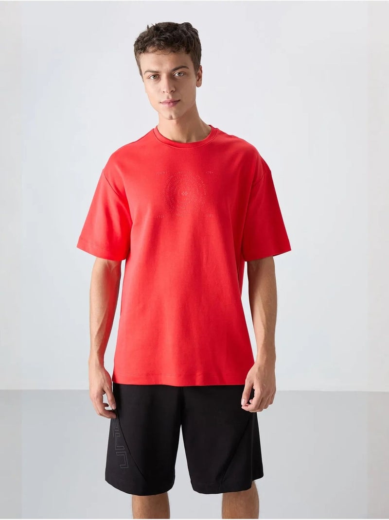 T-shirt oversize de gola redonda em mistura de algodão tommy Vermelho - Kiabi
