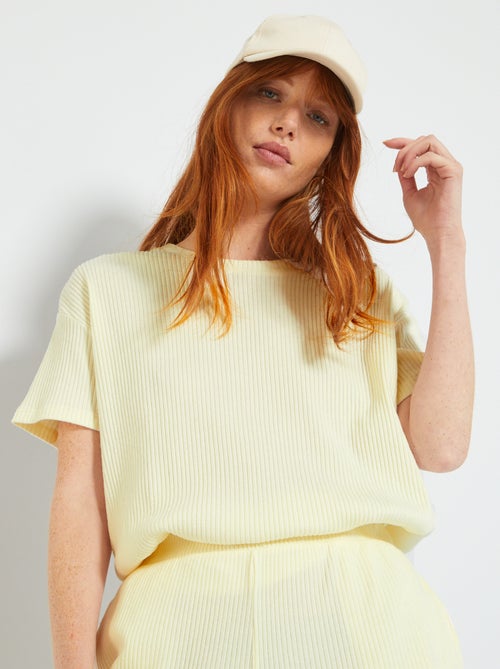 T-shirt oversize de malha canelada - Kiabi