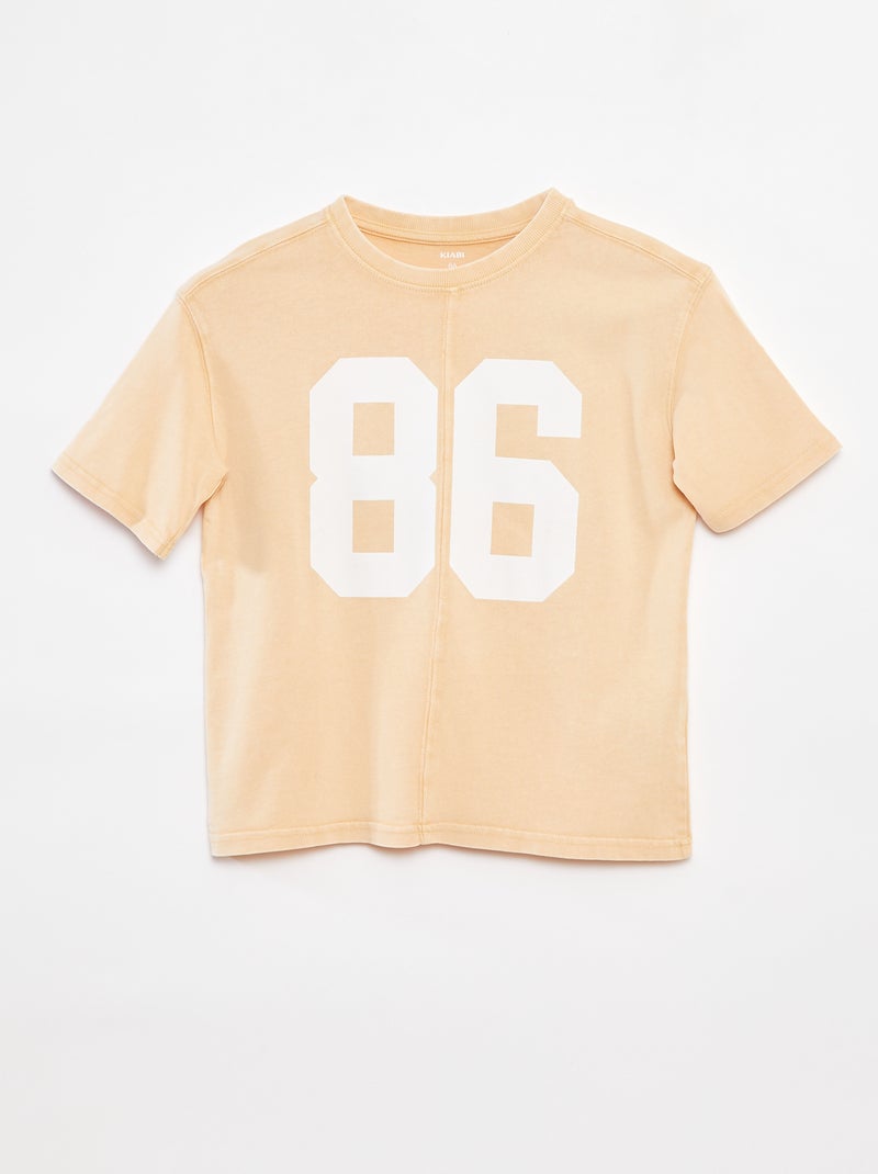 T-shirt oversize de manga curta Bege - Kiabi