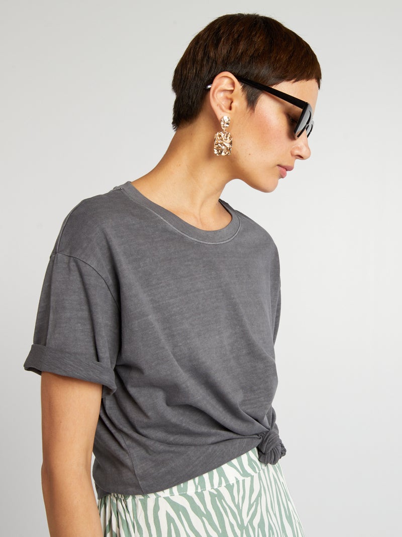 T-shirt oversize desbotada PRETO - Kiabi